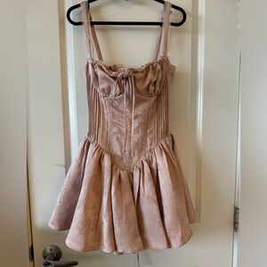 Elegant Pink Corset Dress-/ SATIN JACQUARD CORSET MINI DRESS